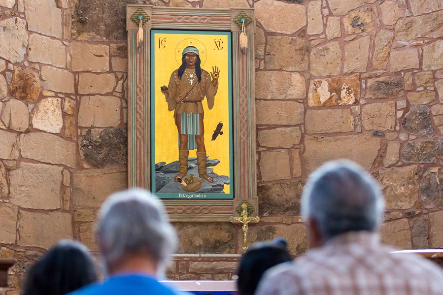 Apache Christ painting hanging in St Joseph Apache Mission