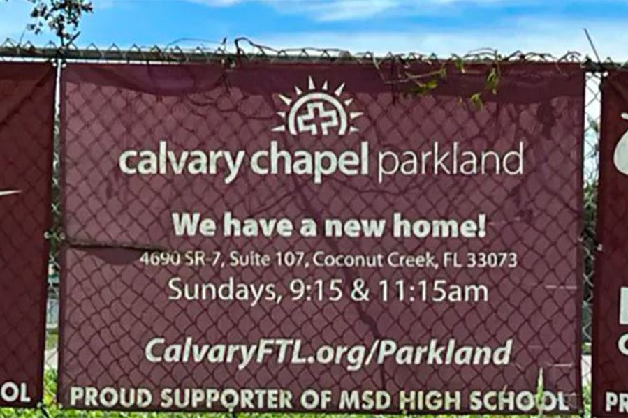 calvary chapel parkland sign outside of school