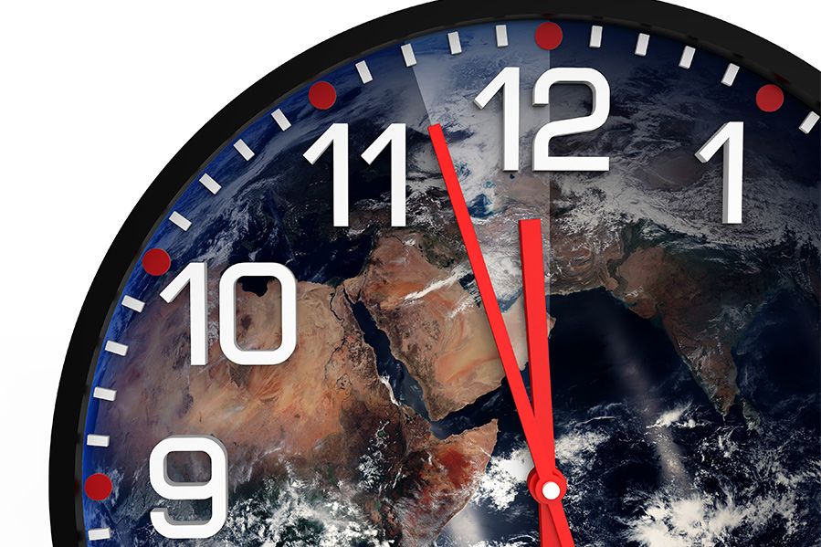 doomsday clock counting down to midnight