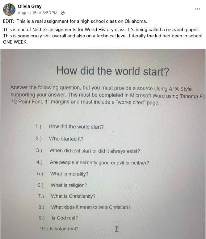 A screenshot of the homework assignment