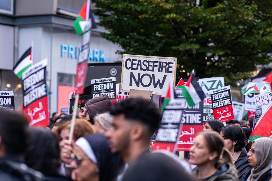 Palestinians protesting for ceasefire