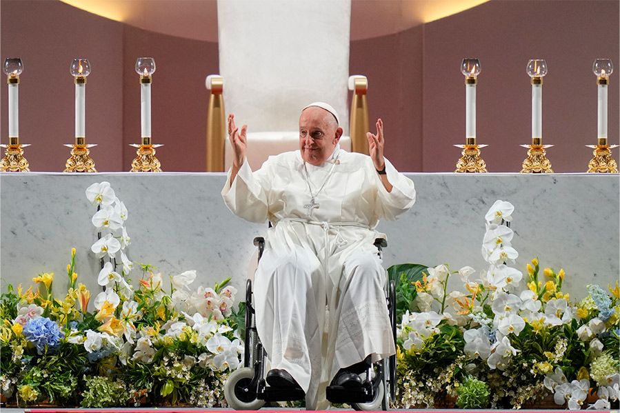 Pope Francis giving a speech in Singapore