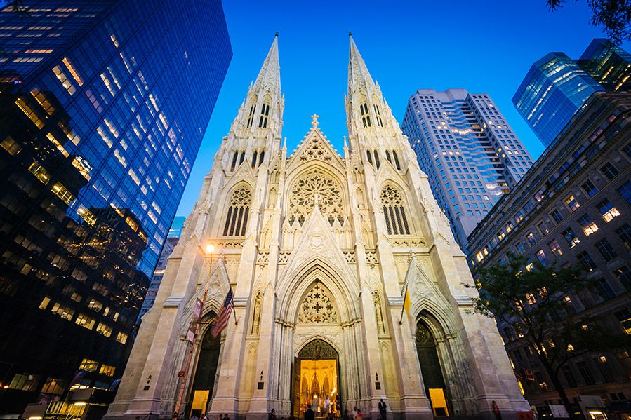 saint patrick's cathedral at night