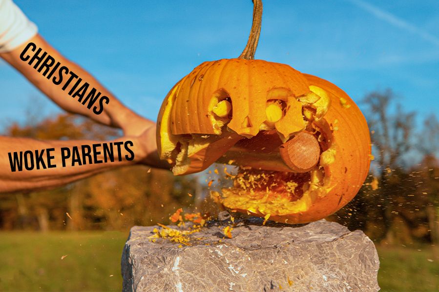 smashing a pumpkin with a bat