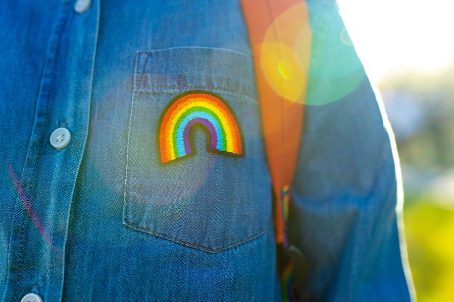 rainbow stitched on lgbtq middle school student's jacket