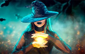 Female witch casting spell with hands