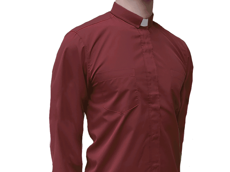 Long Sleeve Clergy Shirt Red