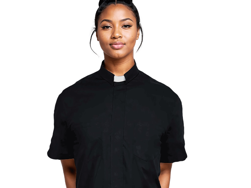 Black Short-Sleeve Clergy Shirt