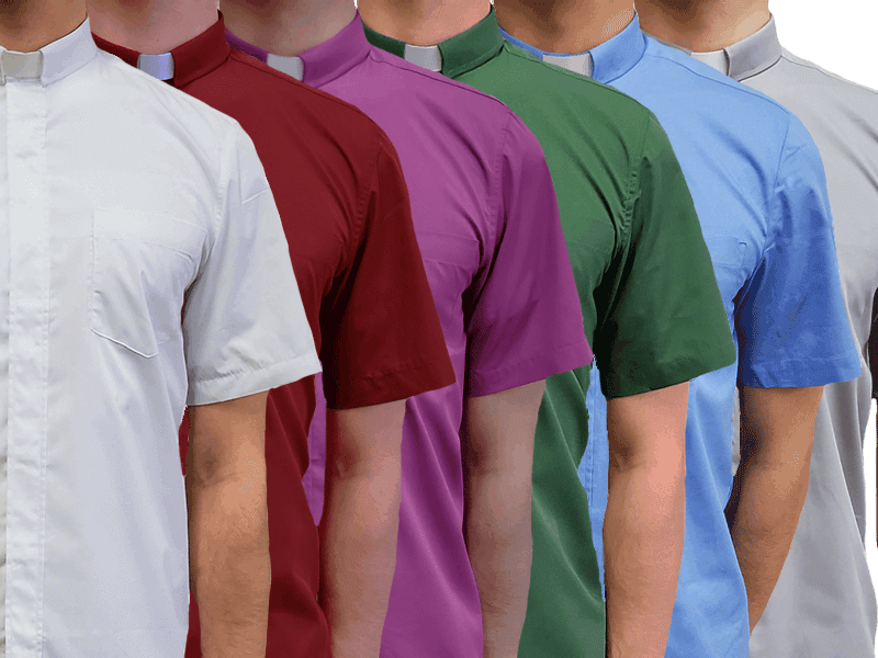 Color Short-Sleeve Clergy Shirt thumb