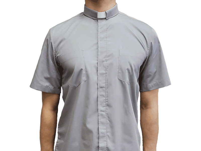 Grey Short-Sleeve Clergy Shirt