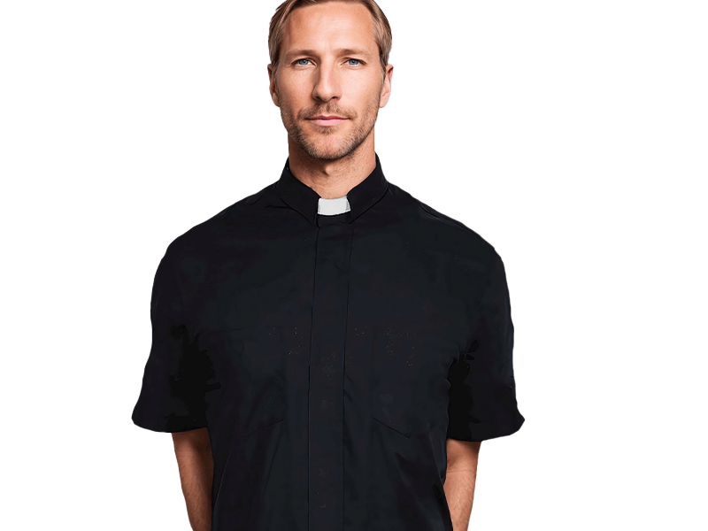 Black Short-Sleeve Clergy Shirt