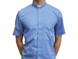 Blue Short-Sleeve Clergy Shirt