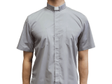 Grey Short-Sleeve Clergy Shirt